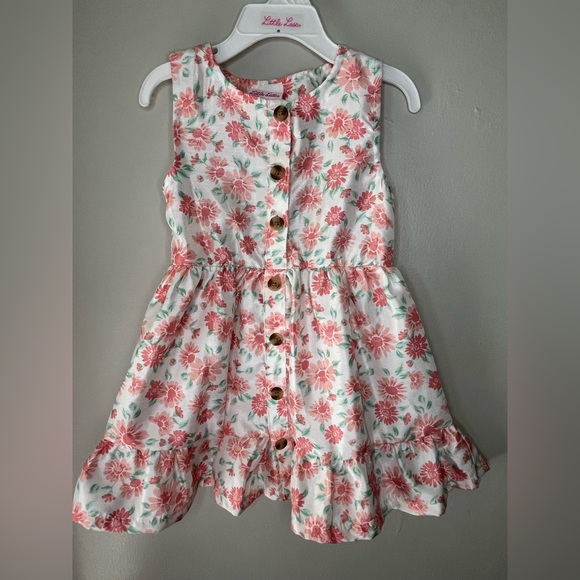Little Lass Floral Dress & Coral Jacket Matching Set Girls Size 3T - Picture 2 of 10